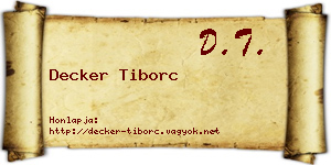 Decker Tiborc névjegykártya
